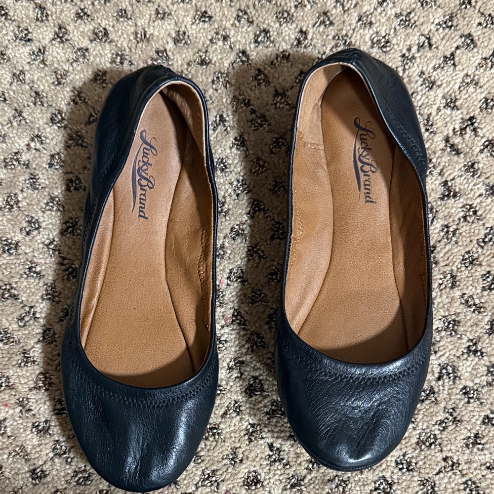 Lucky Brand Women's Black Leather Flats
